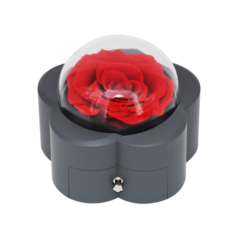 Eternal Rose Acrylic Round Jewelry Gift Box