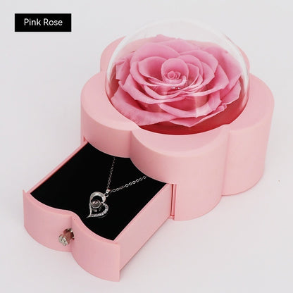 Eternal Rose Acrylic Round Jewelry Gift Box