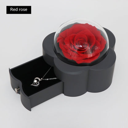 Eternal Rose Acrylic Round Jewelry Gift Box