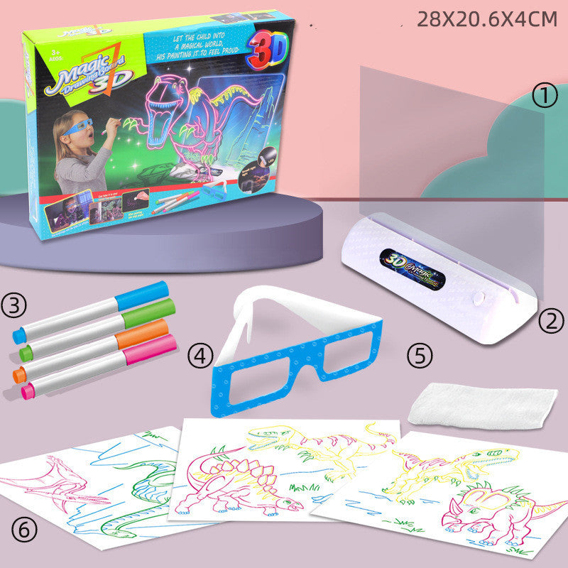 3D Fluorescent Drawing Board Magic Luminous Three-dimensional Writing Board