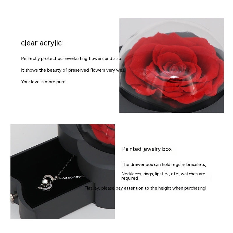 Eternal Rose Acrylic Round Jewelry Gift Box