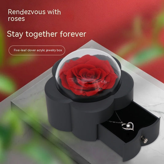 Eternal Rose Acrylic Round Jewelry Gift Box